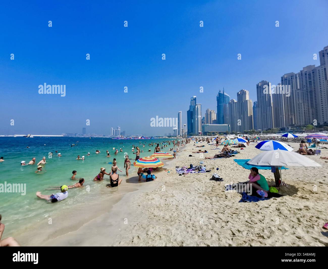 Marina beach in Dubai, United Arab Emirates . - Smartphone Captured Stock Image