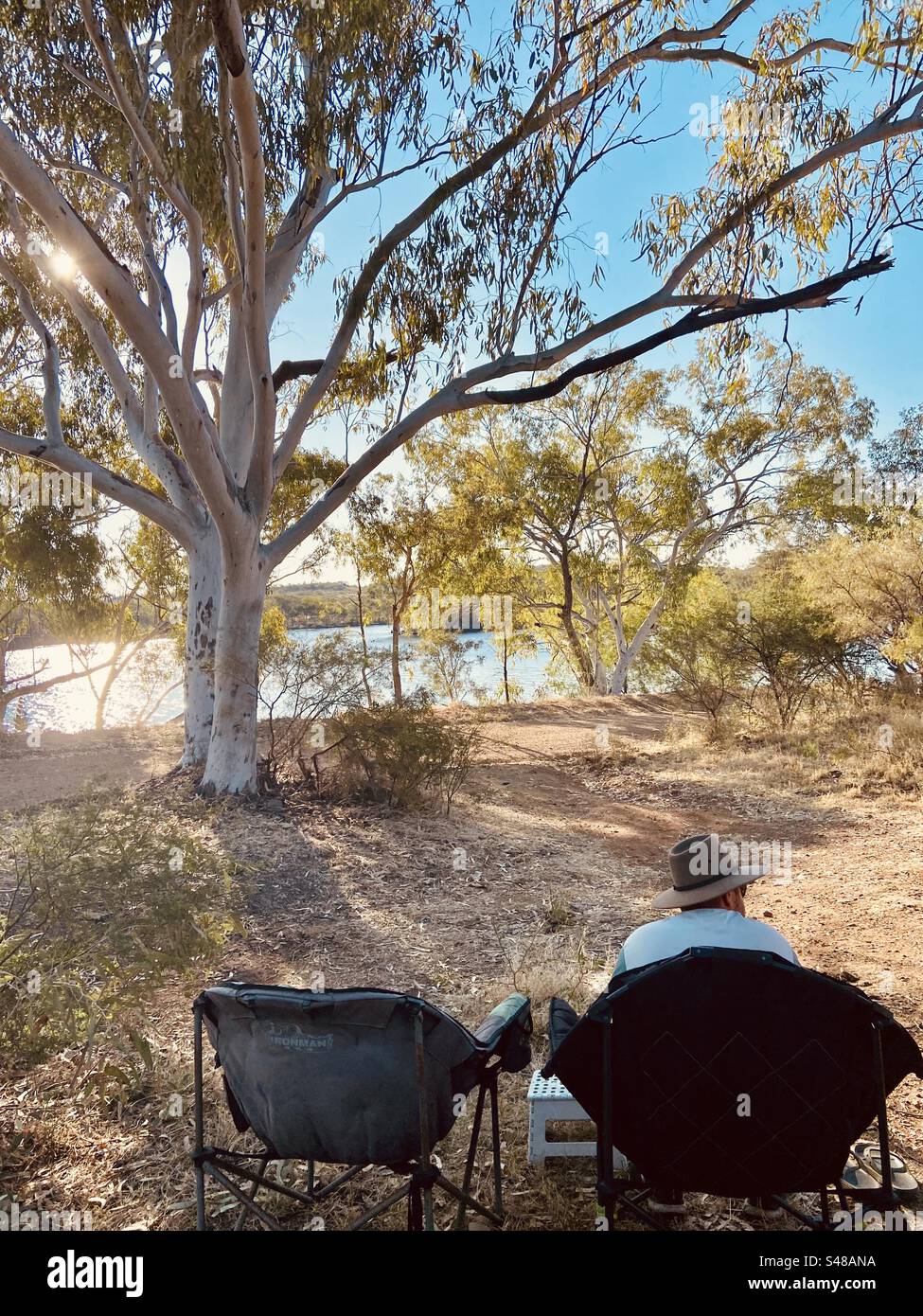 Outback camping Mary Kathleen Dam near Mount Isa Queensland Australia Stock Photo