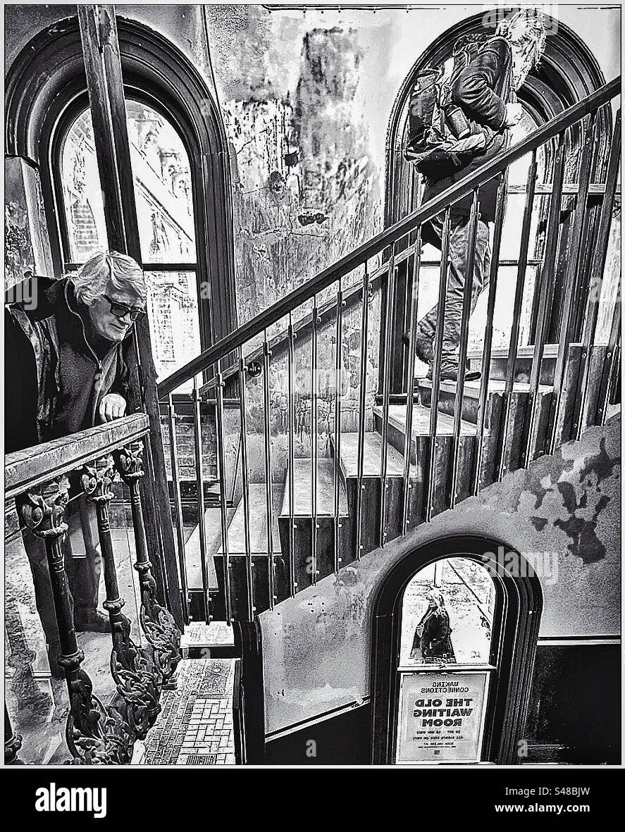 The old staircase of Peckham Rye station. Stock Photo