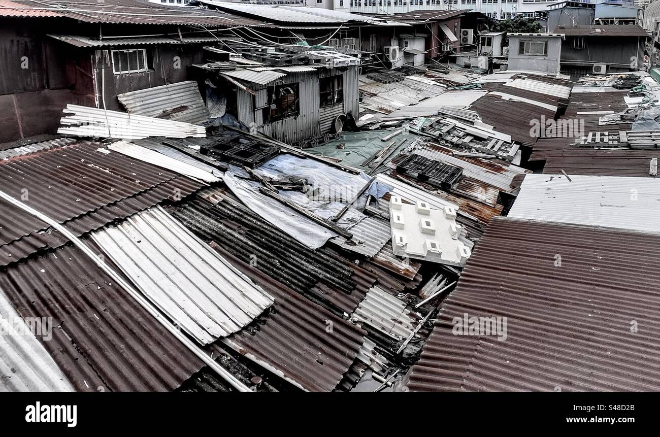 rooftop tenement housing in Hong Kong - Smartphone Captured Stock Image