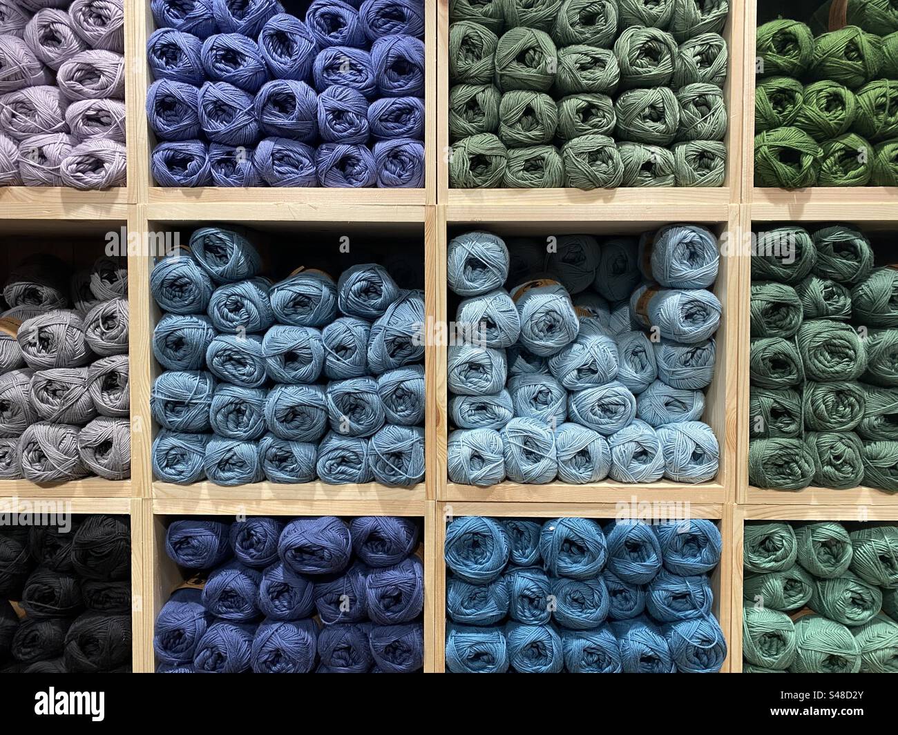 Balls of wool in various colours Stock Photo