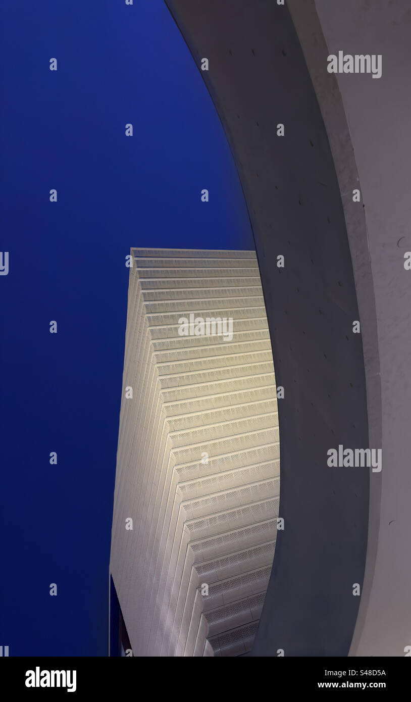 The Hong Kong Palace Art Museum in the West Kowloon Cultural District at night - Smartphone Captured Stock Image