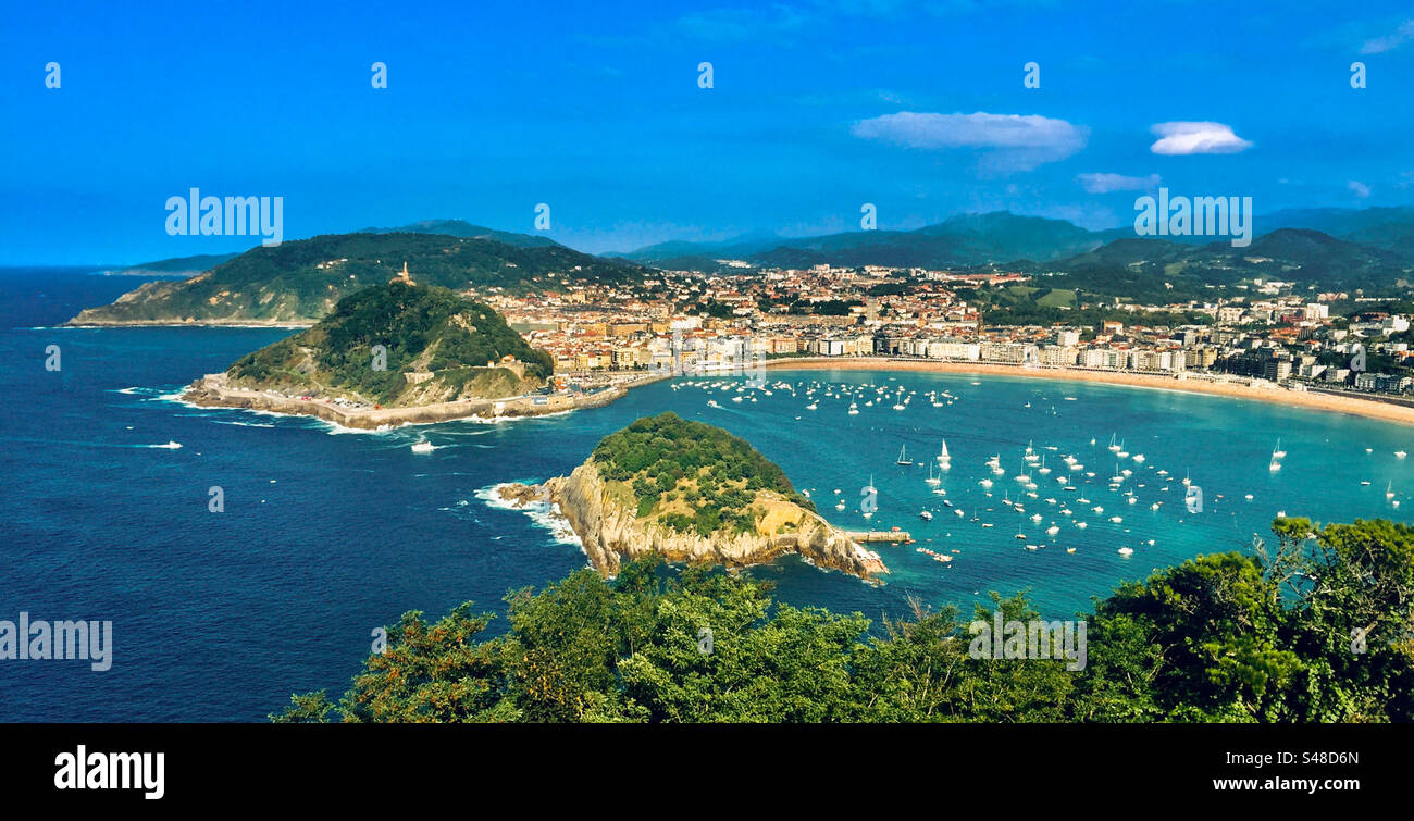 View of San Sebastián from Mount urgall - Smartphone Captured Stock Image