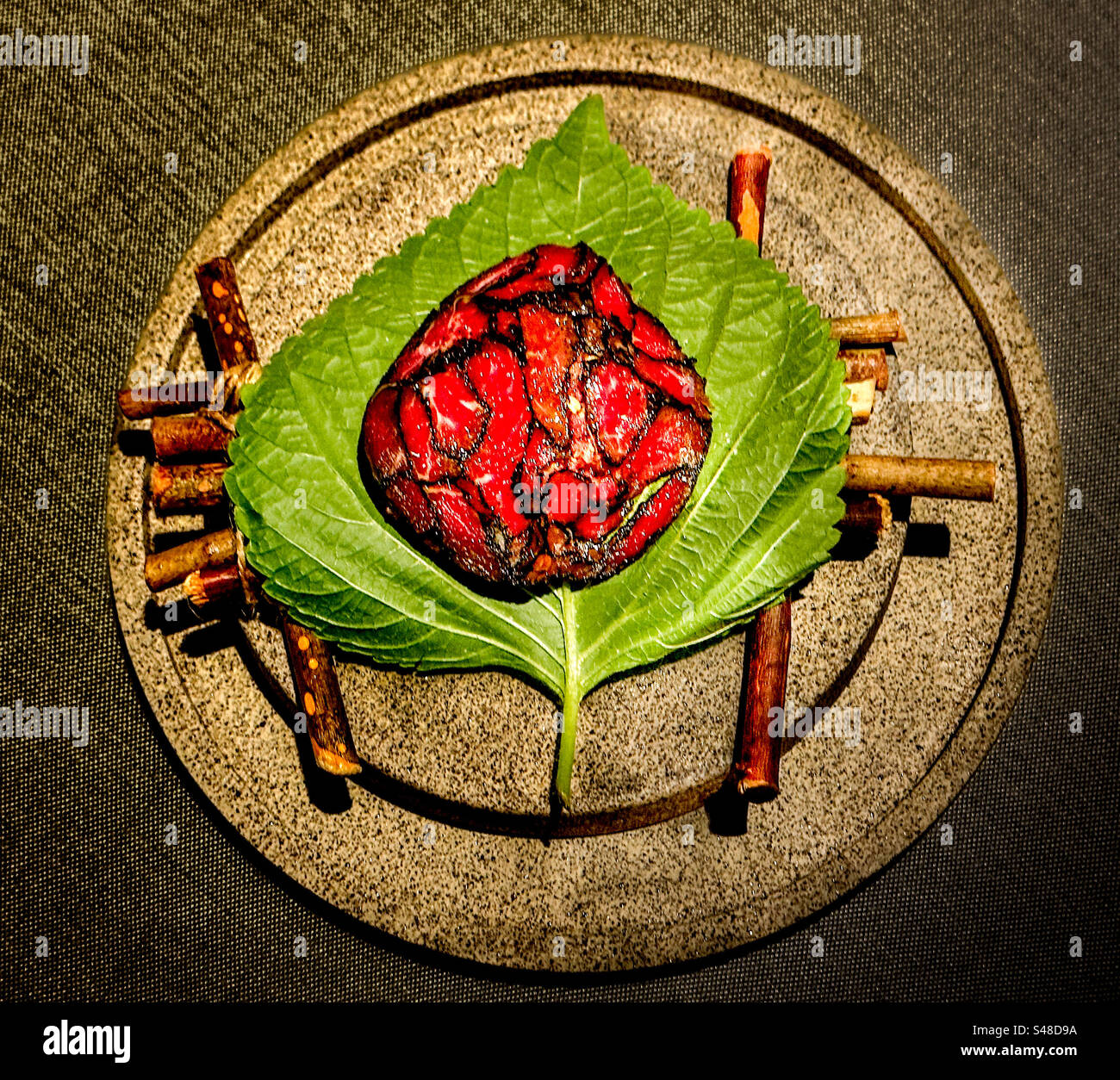 Lomo de tartare (Loin tartar), a specialty dish at a fine dining restaurant in Buenos Aires - Smartphone Captured Stock Image