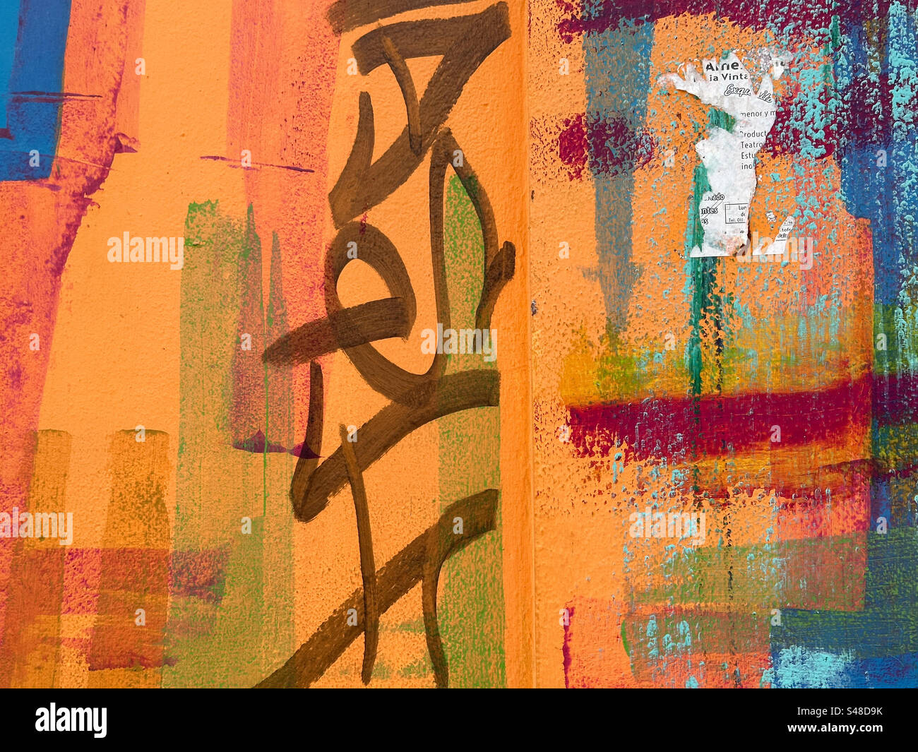 Colorful wall in the hipster neighborhood of Palermo in Buenos Aires - Smartphone Captured Stock Image