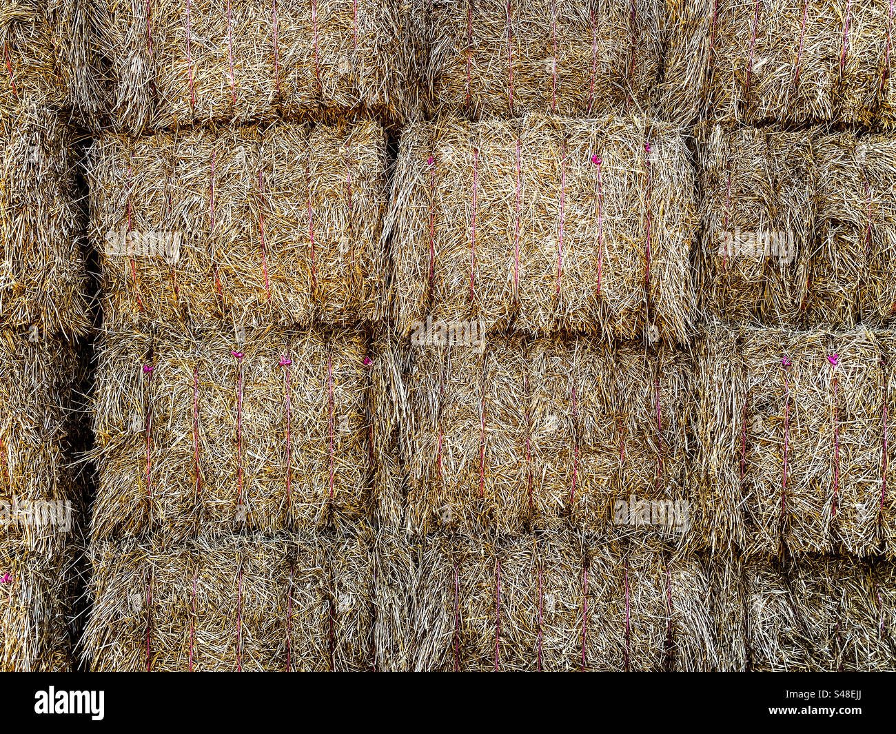 Closeup of bales of hay Stock Photo