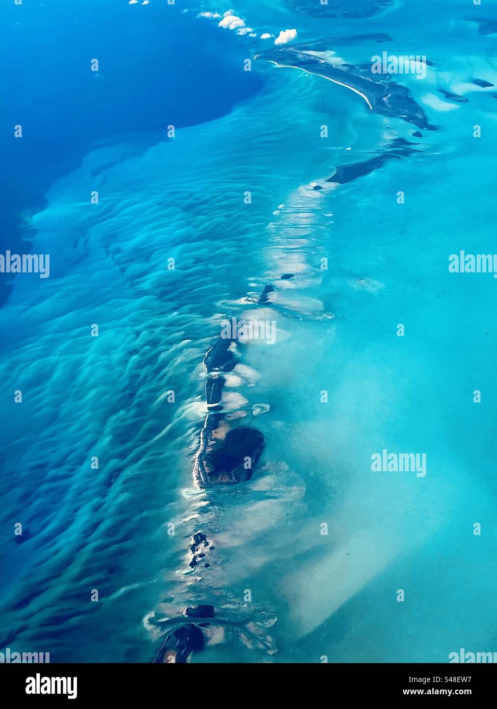 The Cayman Islands from 11,000 meters. - Smartphone Captured Stock Image