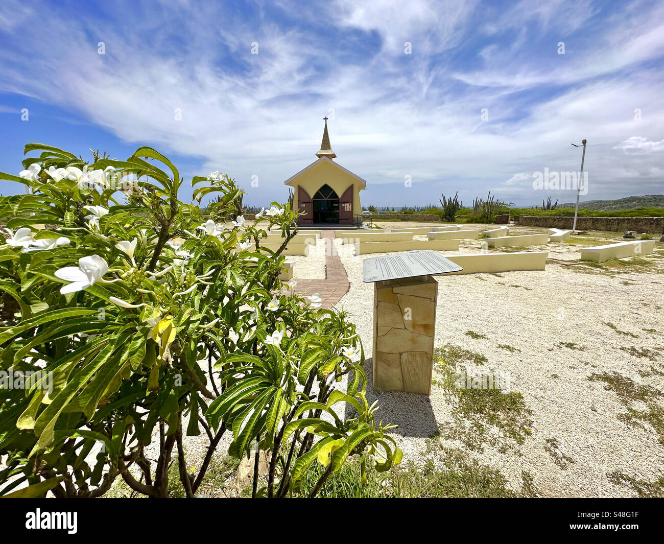 Alto Vista Roman Catholic Chapel. Western Point, Aruba, Dutch Antilles. Caribbean - Smartphone Captured Stock Image