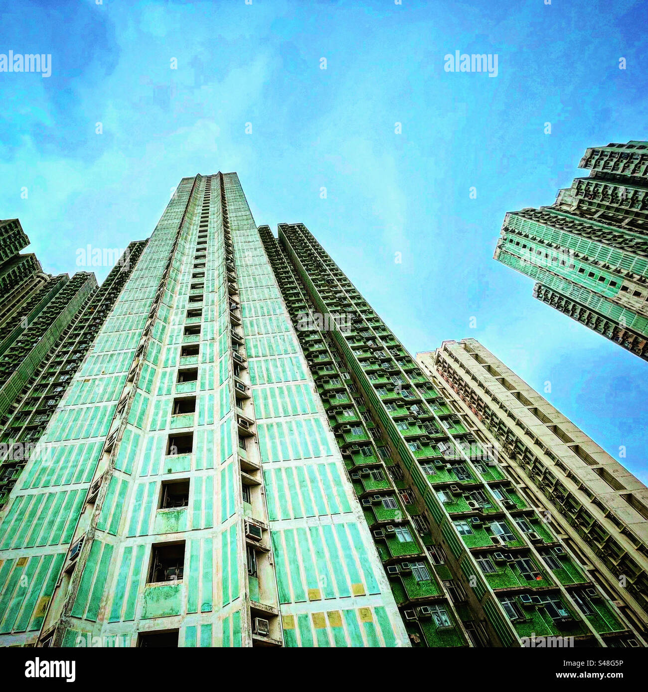photo of high towers of hk hing kong where people live in council flat appartments - Smartphone Captured Stock Image