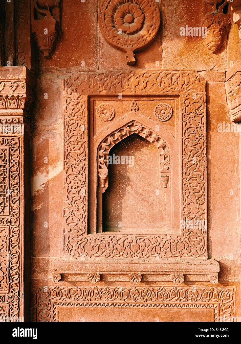 Mughal Indian historical design and architecture at Fatehpur Sikri near Agra in Uttar Pradesh - Smartphone Captured Stock Image