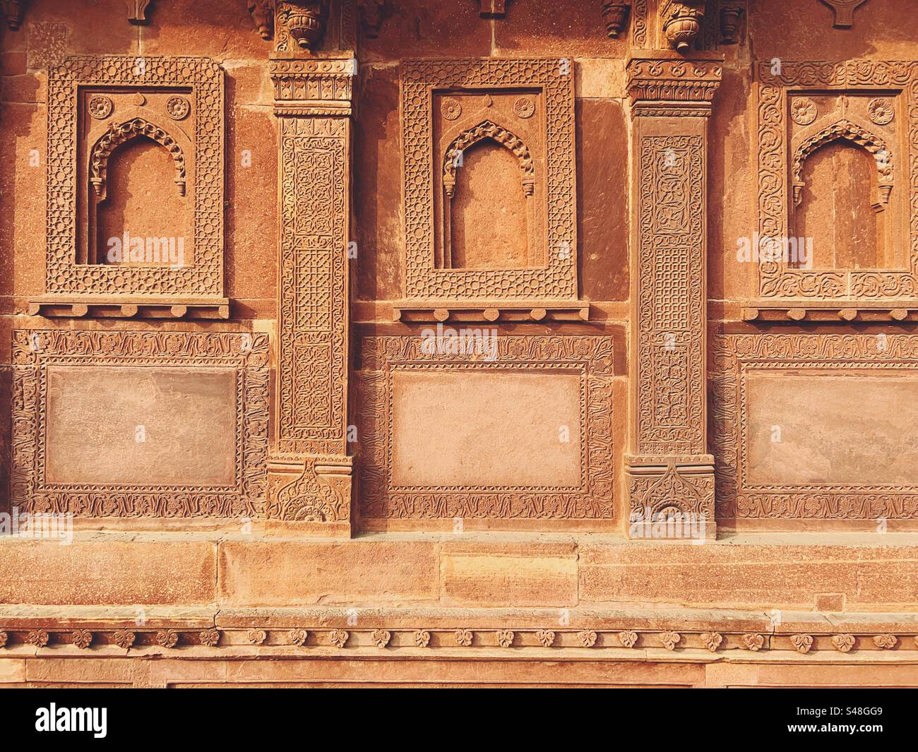 Mughal architecture at UNESCO World Heritage Site in Fatehpur Sikri in India - Smartphone Captured Stock Image