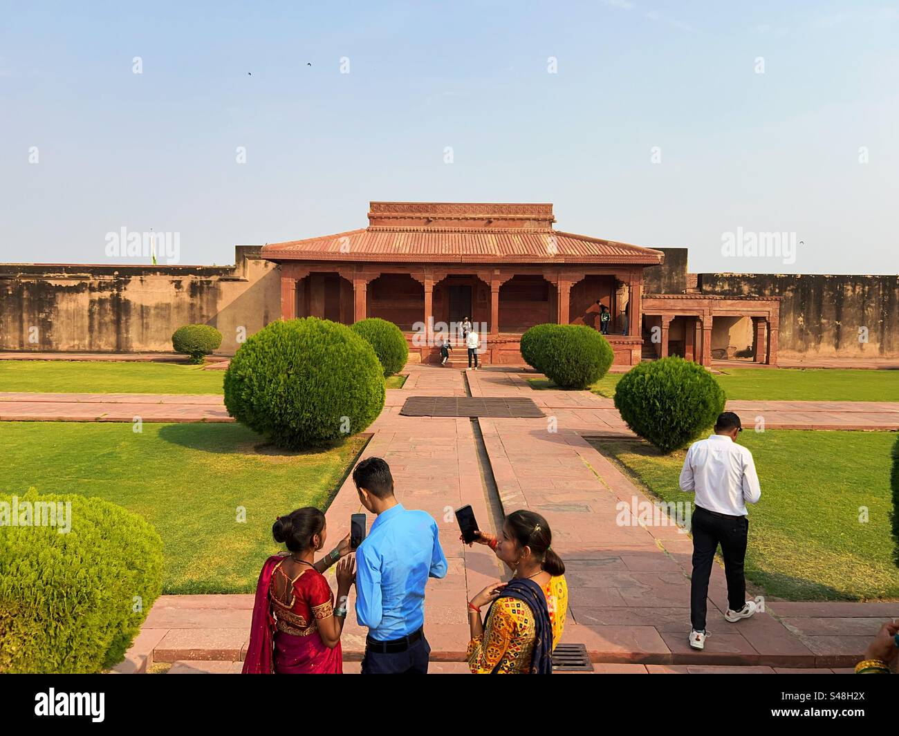 Indian tourists clicking selfies Stock Photo