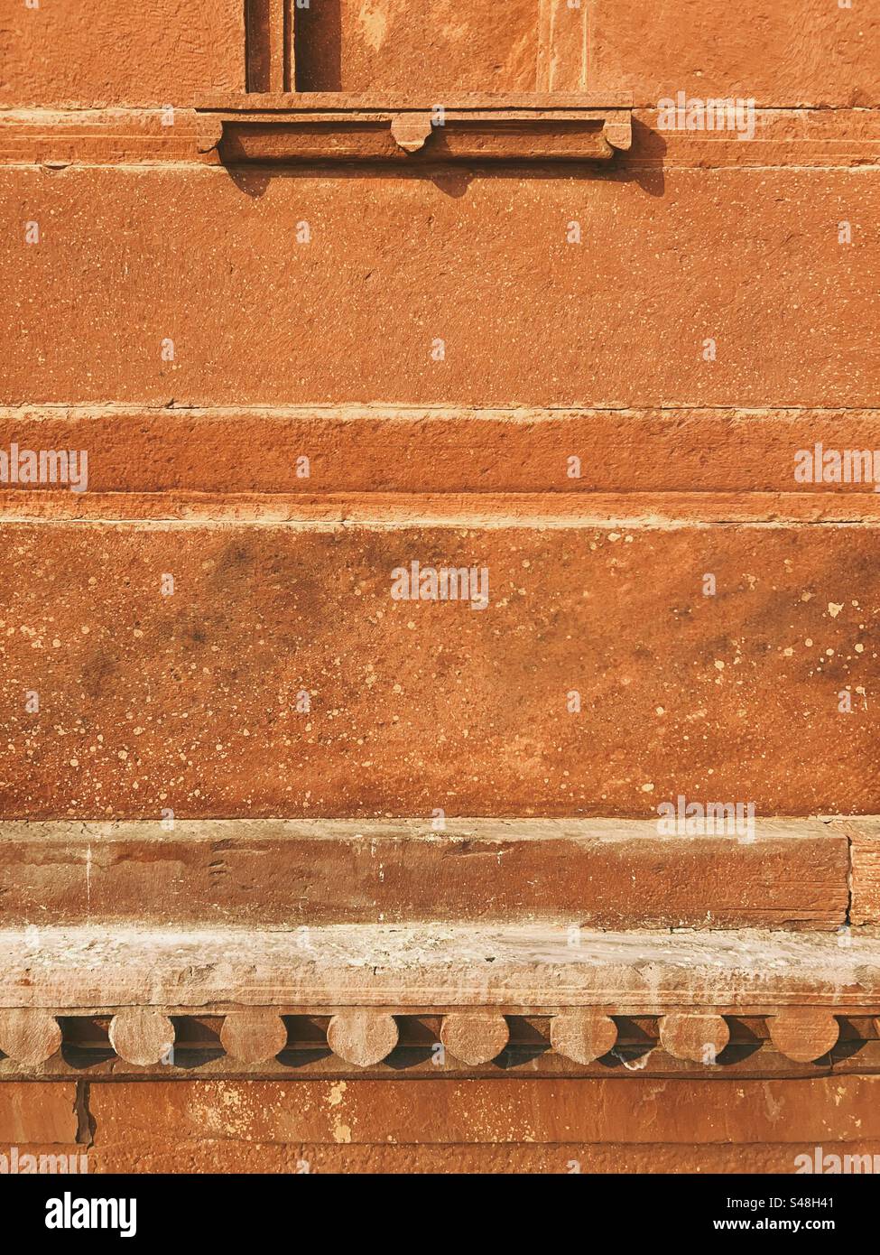 Architecture, designs of Mughal palace showing patterns and details of UNESCO World Heritage Site at Fatehpur Sikri in India - Smartphone Captured Stock Image