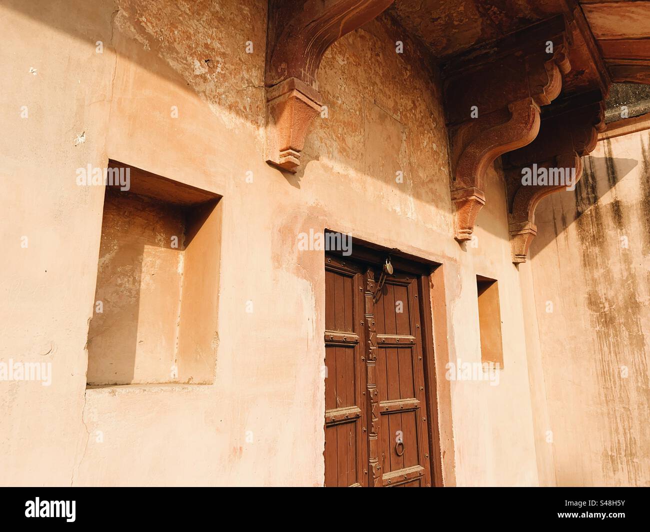 Design details of architectural marvel, Emperor Akbar’s palace at Fatehpur Sikri, a UNESCO World Heritage Site in India - Smartphone Captured Stock Image