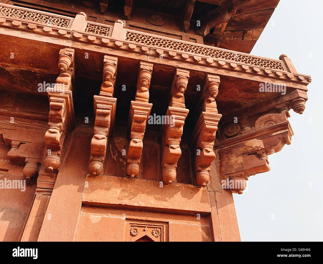 Design details of architectural marvel, Emperor Akbar’s palace at Fatehpur Sikri, a UNESCO World Heritage Site in India - Smartphone Captured Stock Image