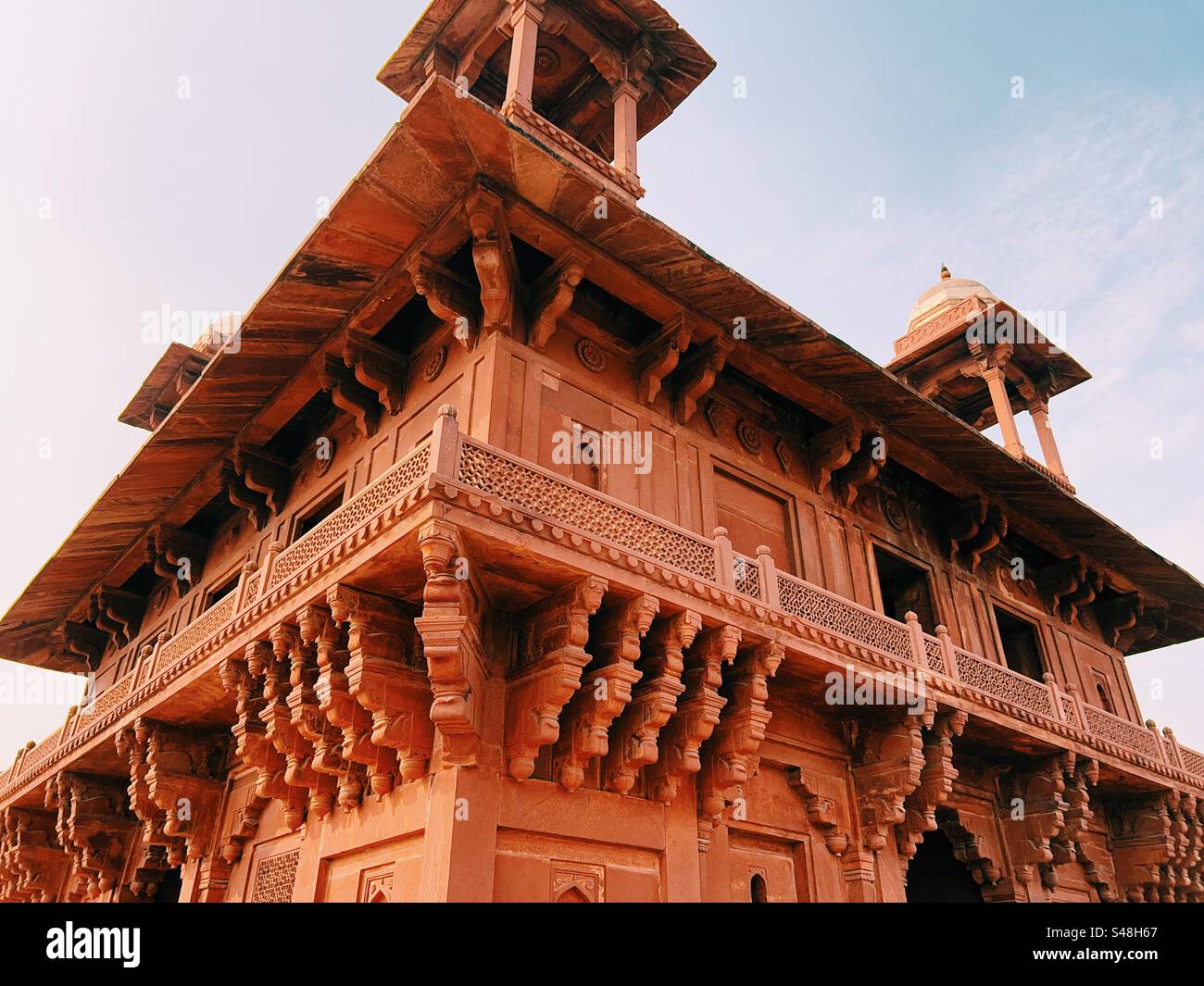 Design details of architectural marvel, Emperor Akbar’s palace at Fatehpur Sikri, a UNESCO World Heritage Site in India - Smartphone Captured Stock Image