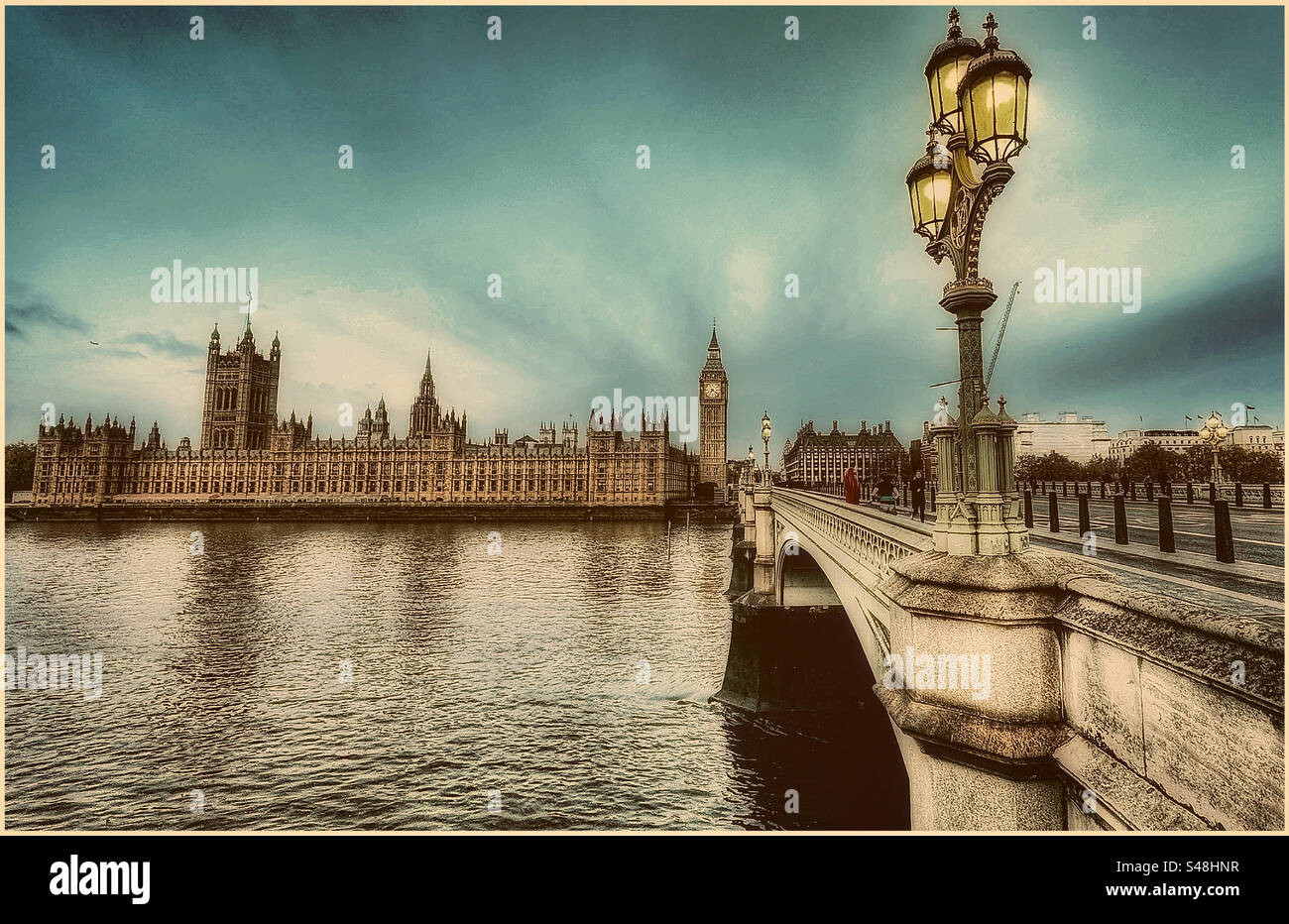 Westminster Bridge, Big Ben and the houses of Parliament - Smartphone Captured Stock Image