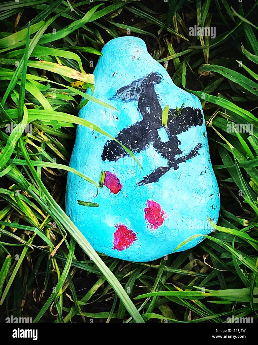 Armistice remembrance day painted stone world war 2 plane - Smartphone Captured Stock Image