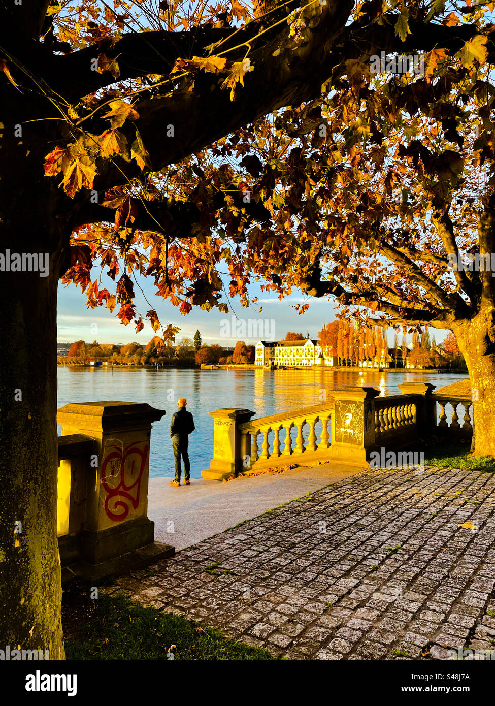 Early autumn morning  , Lake Constance , Konstanz, Germany. Stock Photo