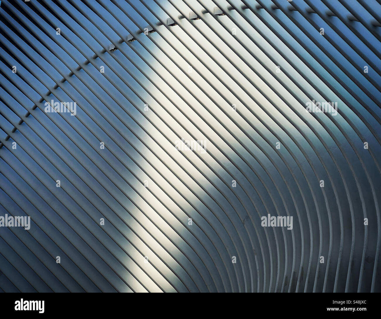 Textures on roof of Oculus building (part of World Trade Center) caught by sun. Manhattan, New York financial district. - Smartphone Captured Stock Image