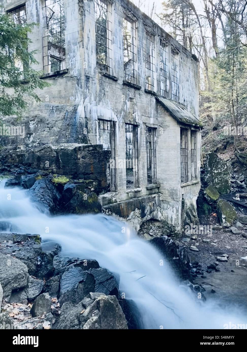 The Carbide Willson Ruins in Gatineau Park on a late Fall day. Stock Photo