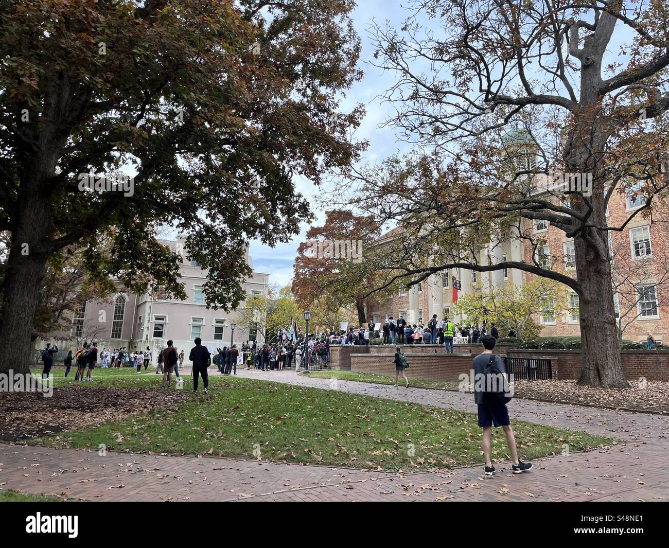 University of North Carolina UNC Chapel Hill College Student Protest in Support of Palestine on Quad November 2023 and Onlookers Stock Photo