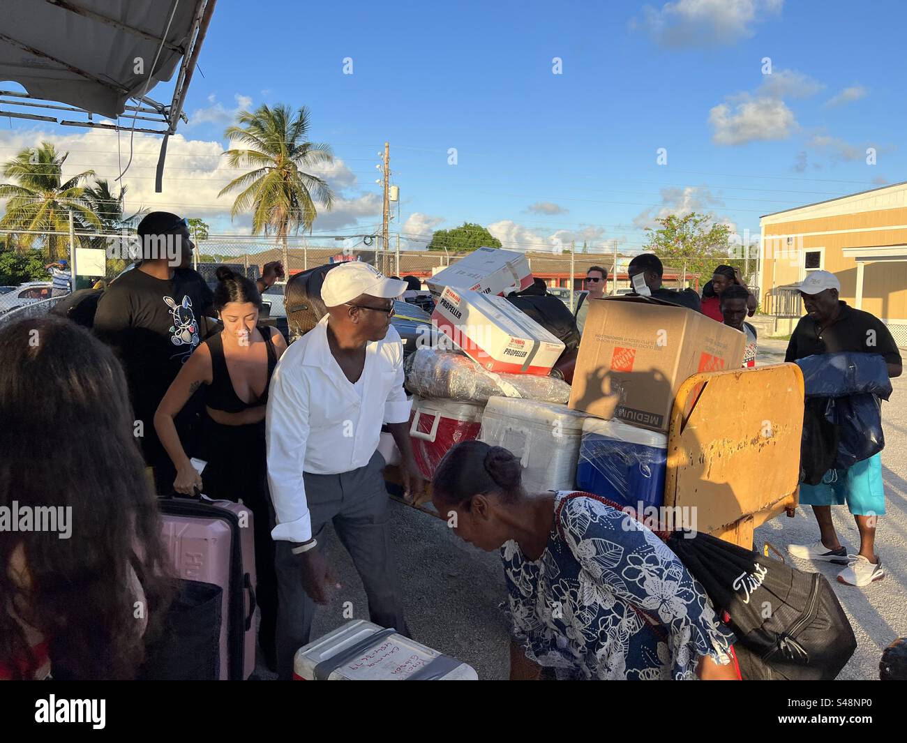Luggage reclaim at the airport - Exuma, Bahamas Stock Photo