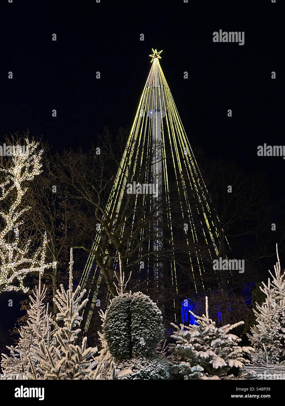Christmas tree at Liseberg theme park, Gothenburg, Sweden Stock Photo