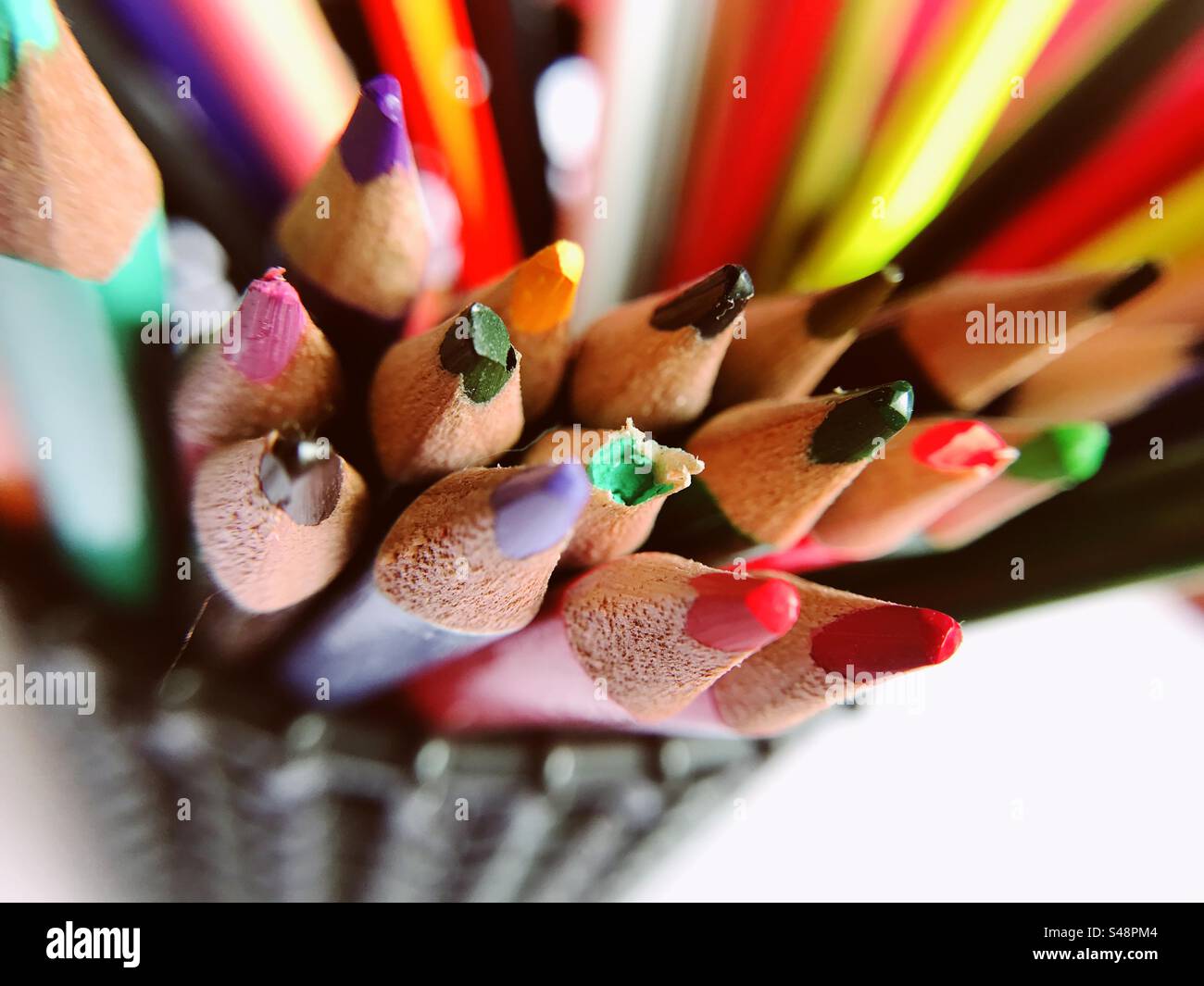 Colour pencils for adult colouring - Smartphone Captured Stock Image