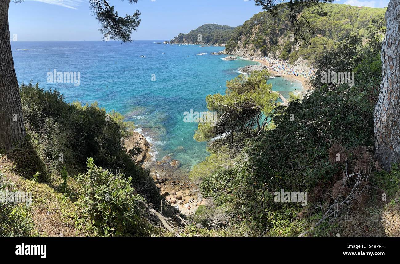 View of the southern beach and golf close to Lloret De Mar, Costa Brava, Spain - Smartphone Captured Stock Image