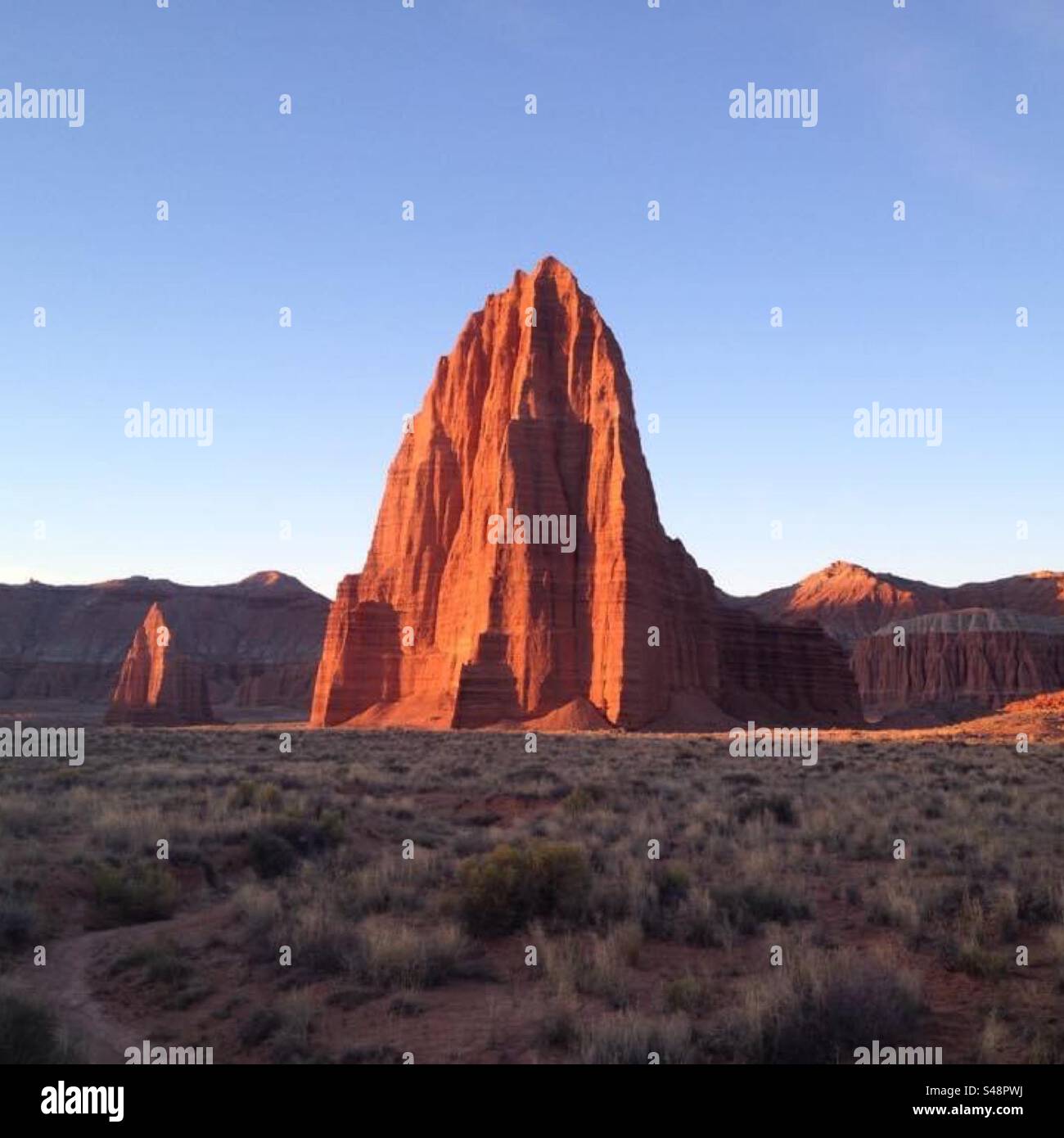 Sunrise, The Temple of the Sun and Moon, Cathedral Valley, Capitol Reef National Park, Utah - Smartphone Captured Stock Image