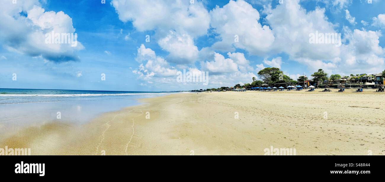 Panoramic shot of the beach in Seminyak Bali Stock Photo