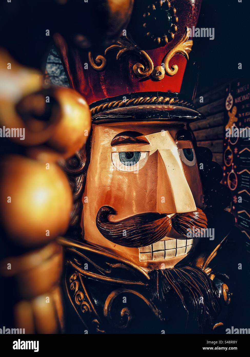 Decorative Christmas soldier in Swansea Street market, South Wales, UK. Christmas 2023. - Smartphone Captured Stock Image