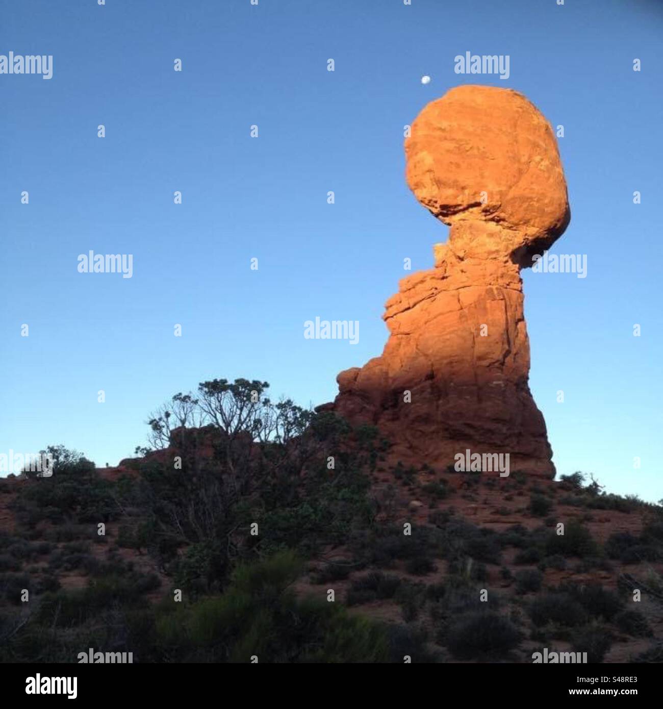 Balanced Rock at sunrise, Arches National Park, Utah - Smartphone Captured Stock Image