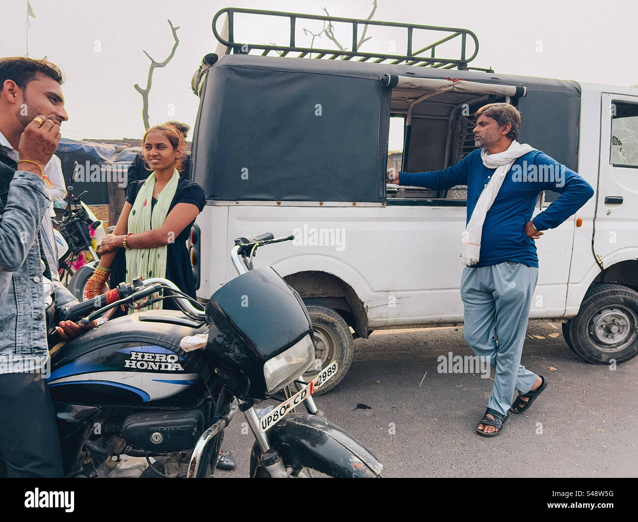 Indian people on the streets of a small town in India - Smartphone Captured Stock Image