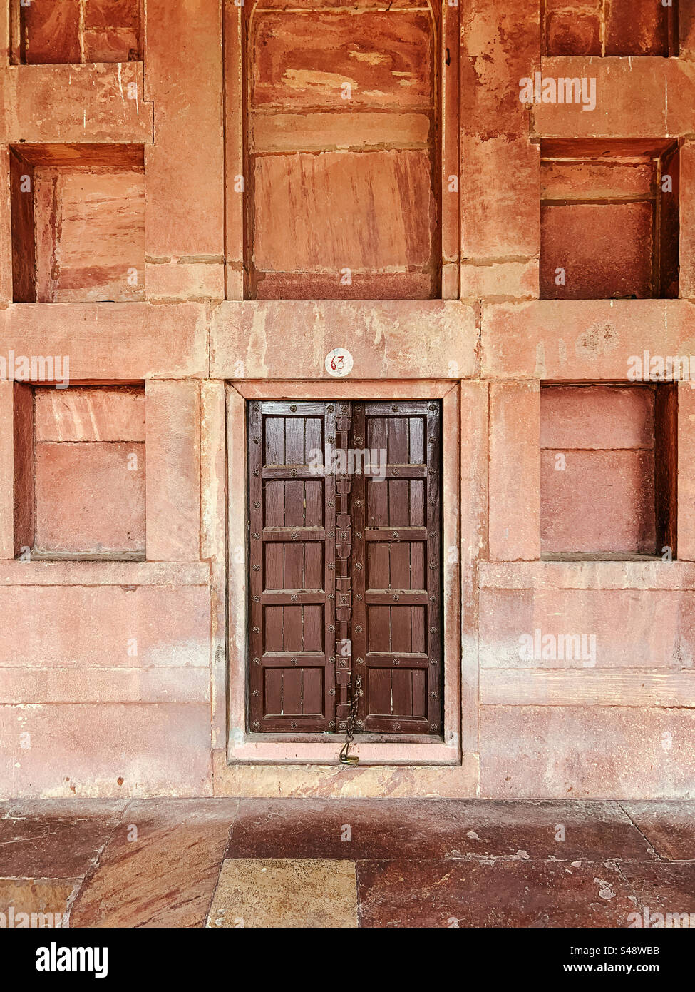 Architecture and design details at Mughal Emperor Akbar’s palace in Fatehpur Sikri in Uttar Pradesh in northern India - Smartphone Captured Stock Image