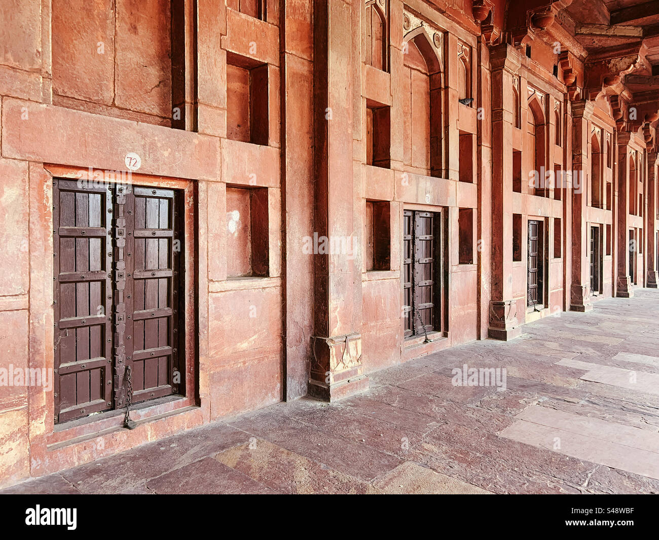 Architecture and design details at Mughal Emperor Akbar’s palace in Fatehpur Sikri in Uttar Pradesh in northern India - Smartphone Captured Stock Image