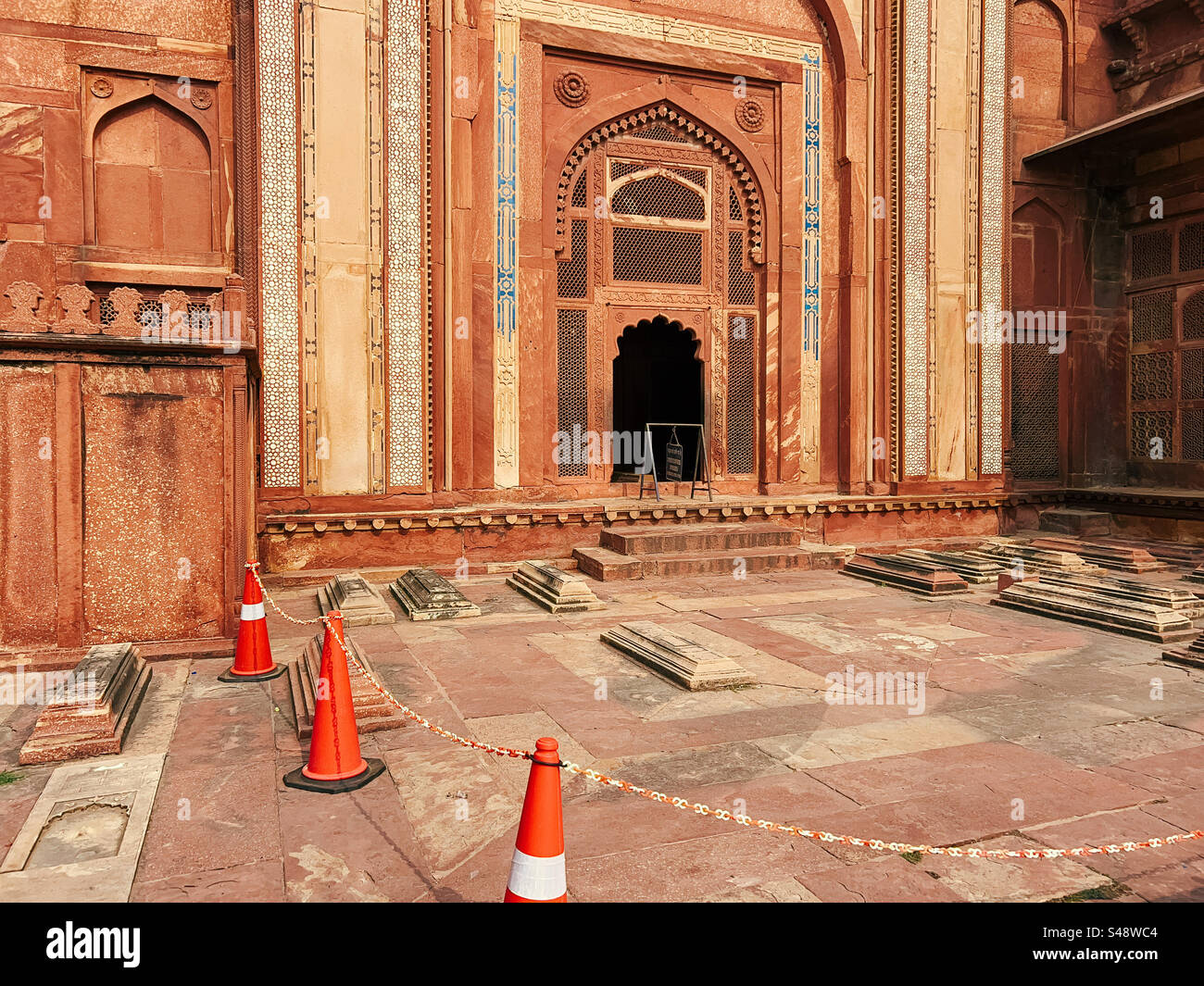 Architecture and design details at Mughal Emperor Akbar’s palace in Fatehpur Sikri in Uttar Pradesh in northern India - Smartphone Captured Stock Image