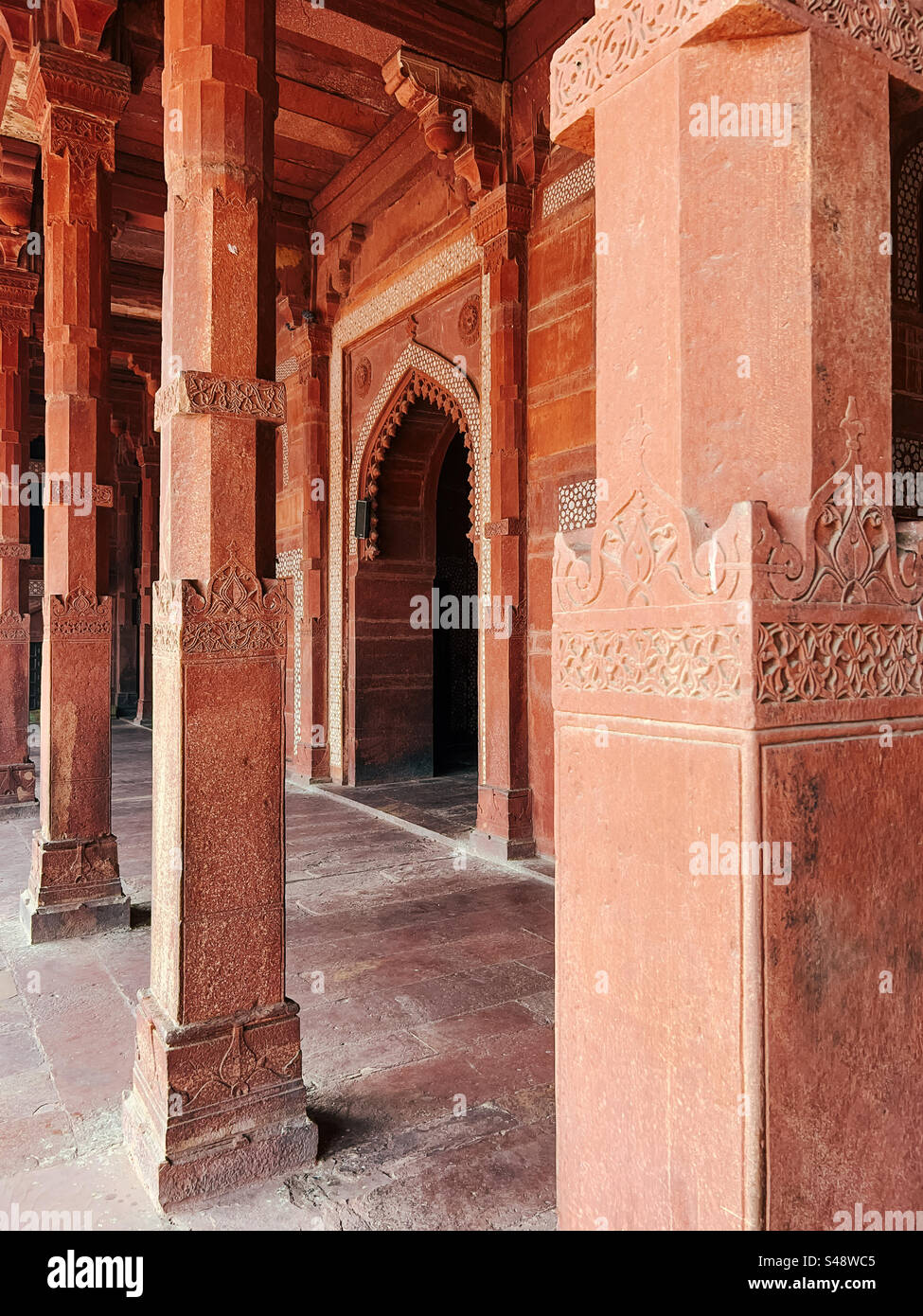 Architecture and design details at Mughal Emperor Akbar’s palace in Fatehpur Sikri in Uttar Pradesh in northern India - Smartphone Captured Stock Image