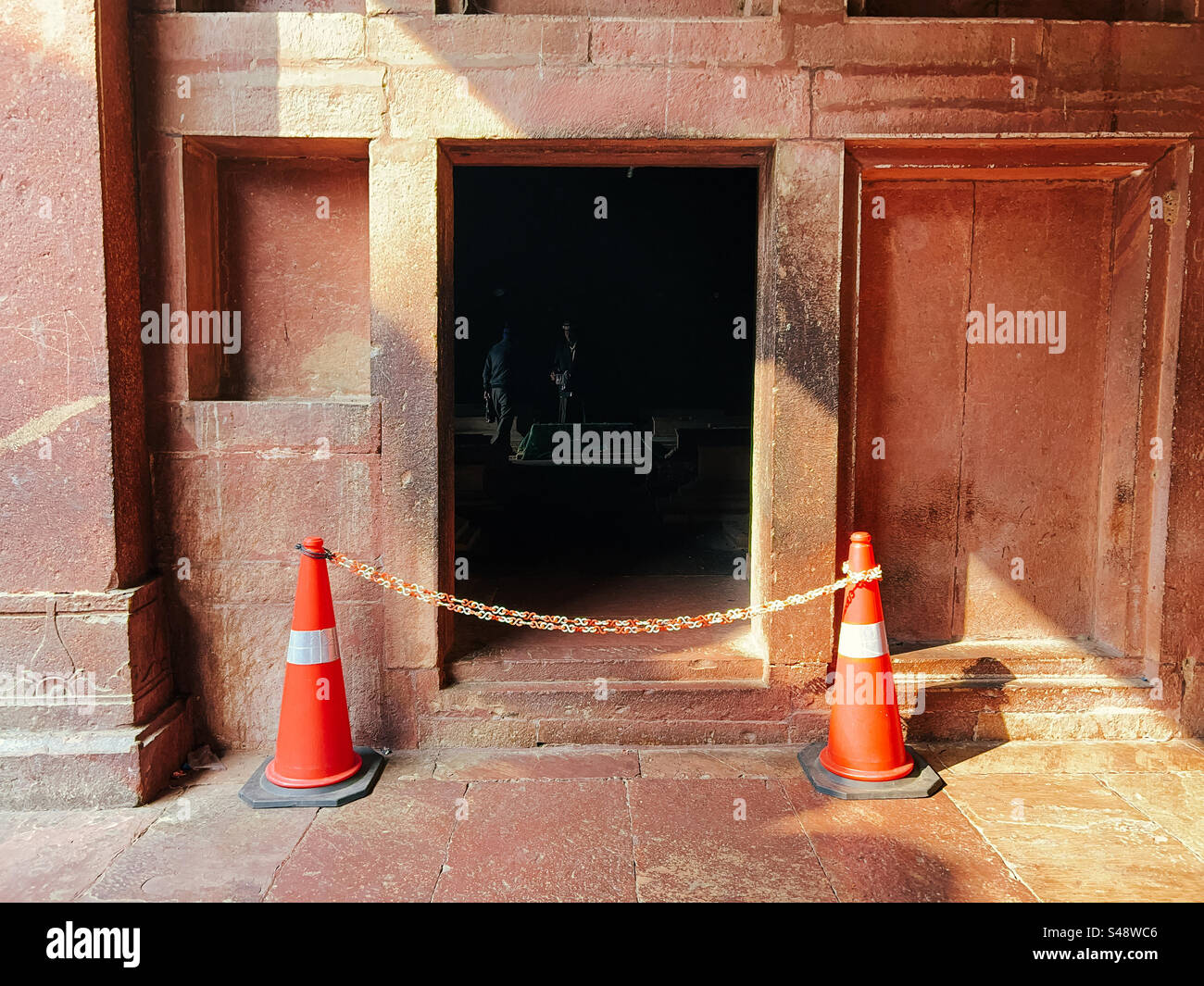Architecture and design details at Mughal Emperor Akbar’s palace in Fatehpur Sikri in Uttar Pradesh in northern India - Smartphone Captured Stock Image