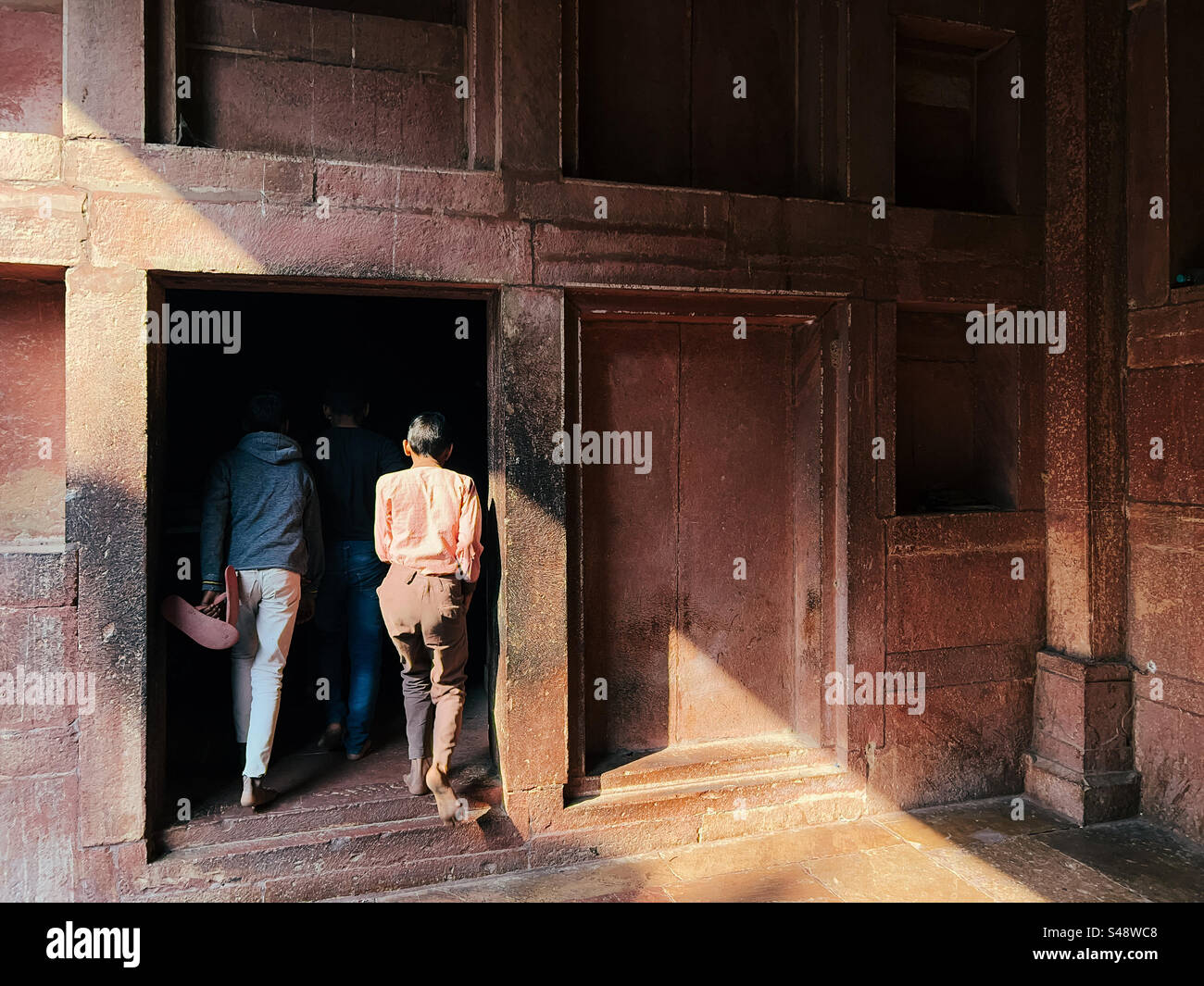Architecture and design details at Mughal Emperor Akbar’s palace in Fatehpur Sikri in Uttar Pradesh in northern India - Smartphone Captured Stock Image