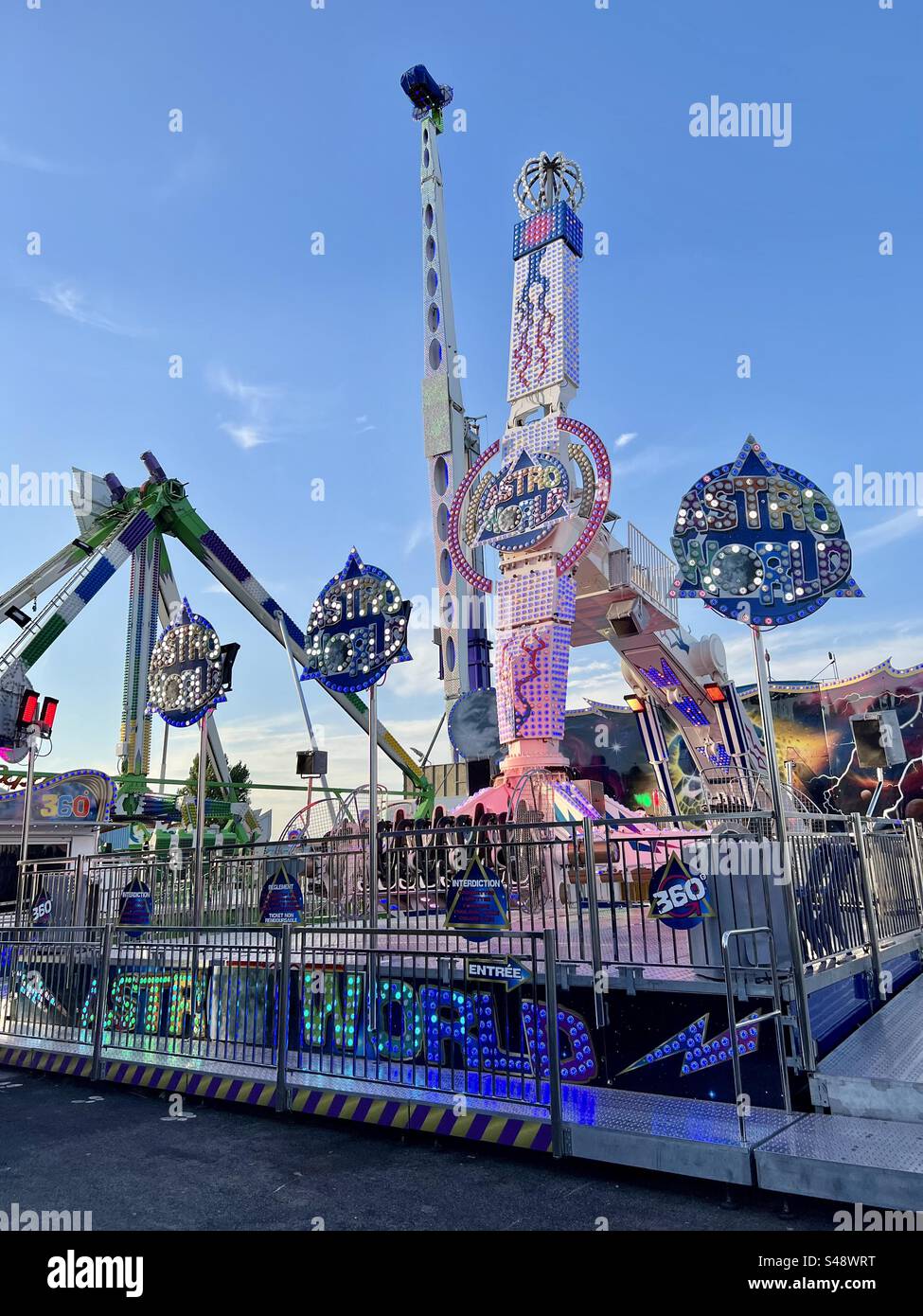 Fair rides in Palavas, Occitanie, near Montpellier, France - Smartphone Captured Stock Image