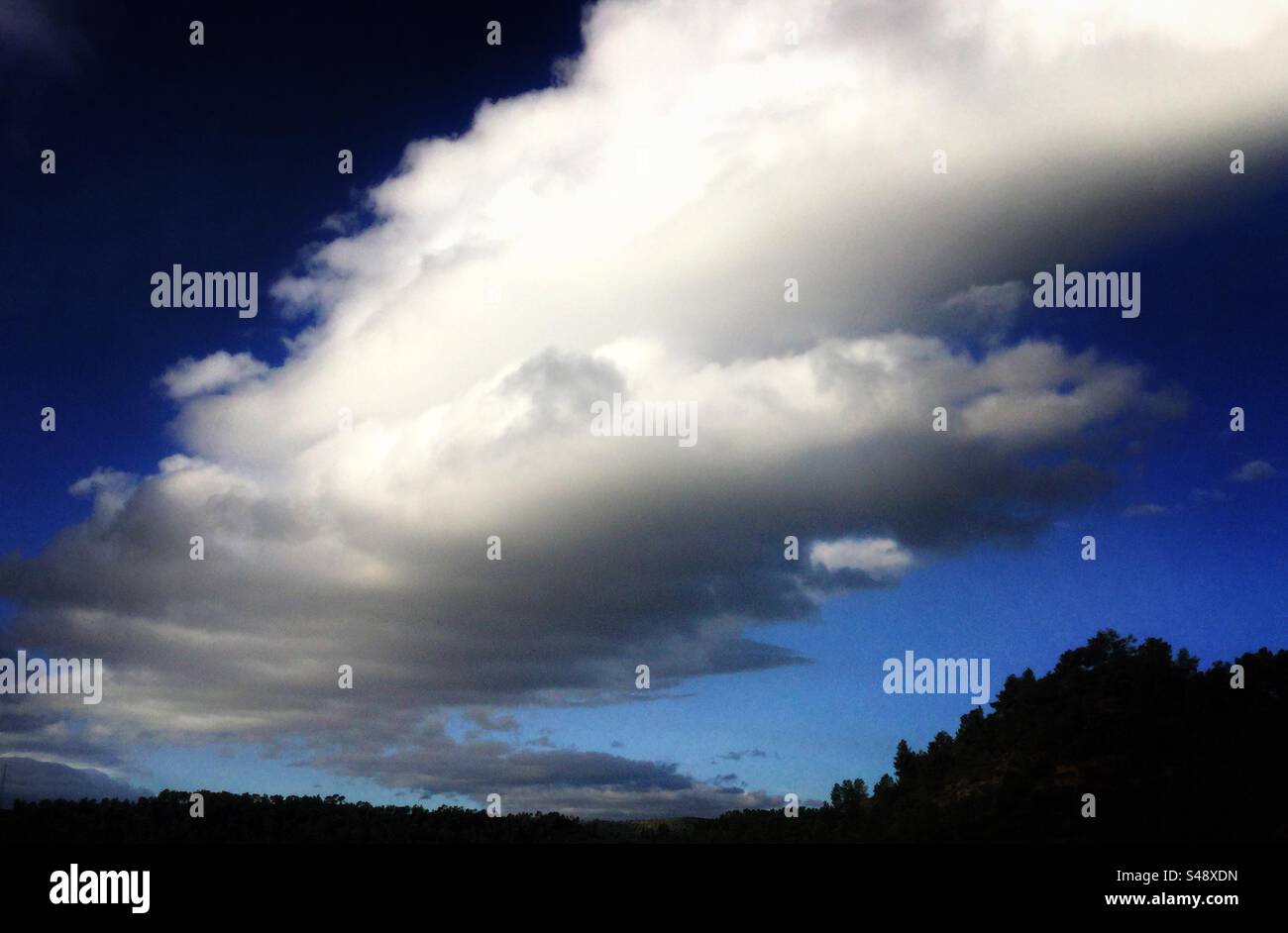 White clouds, Catalonia, Spain. - Smartphone Captured Stock Image