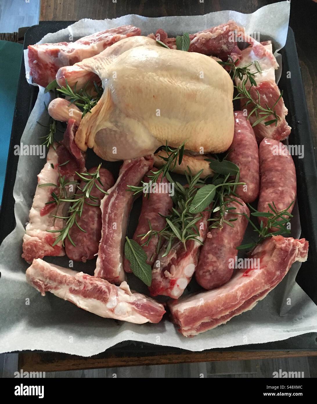 Teglia di carne da arrostire in forno Stock Photo