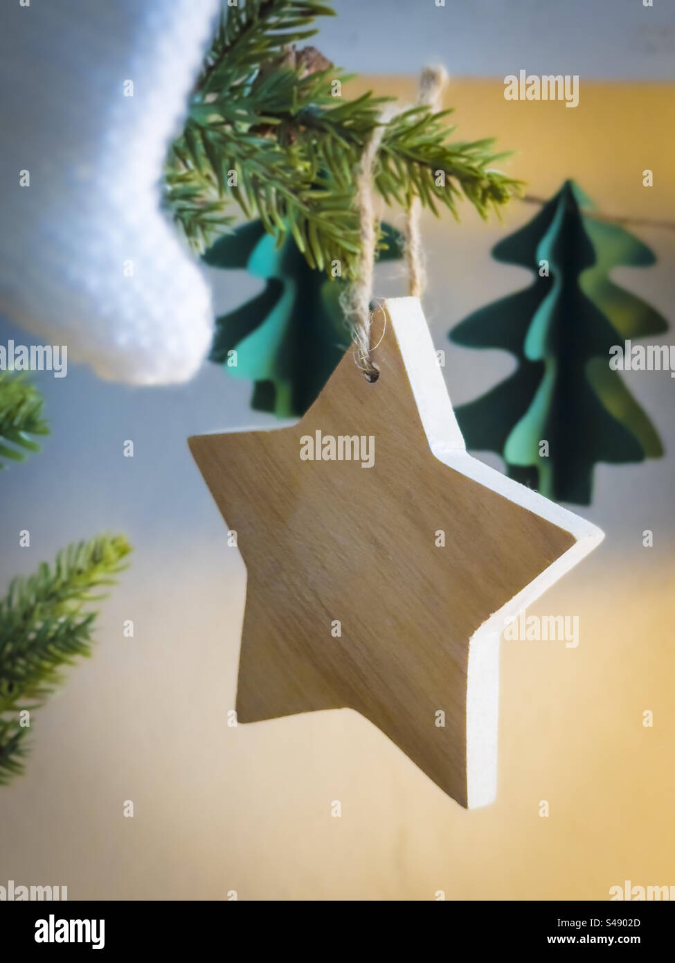 Wooden Christmas star: Phillip Roberts - Smartphone Captured Stock Image
