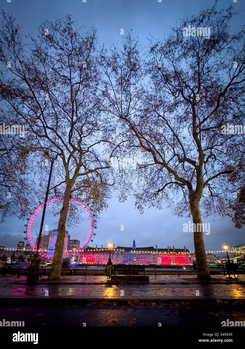 London Eye and the Embankment. City hall. London aquarium - Smartphone Captured Stock Image