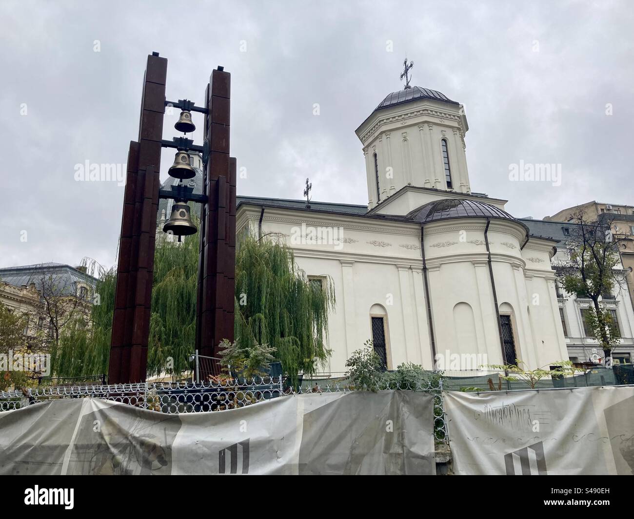 Bells outside a church in Bucharest, Romania - Smartphone Captured Stock Image