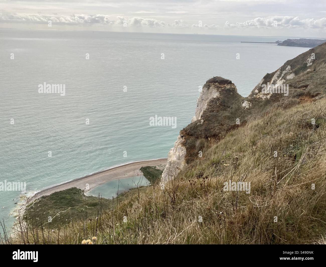View from the cliff tops above samphire hoe near Dover - Smartphone Captured Stock Image