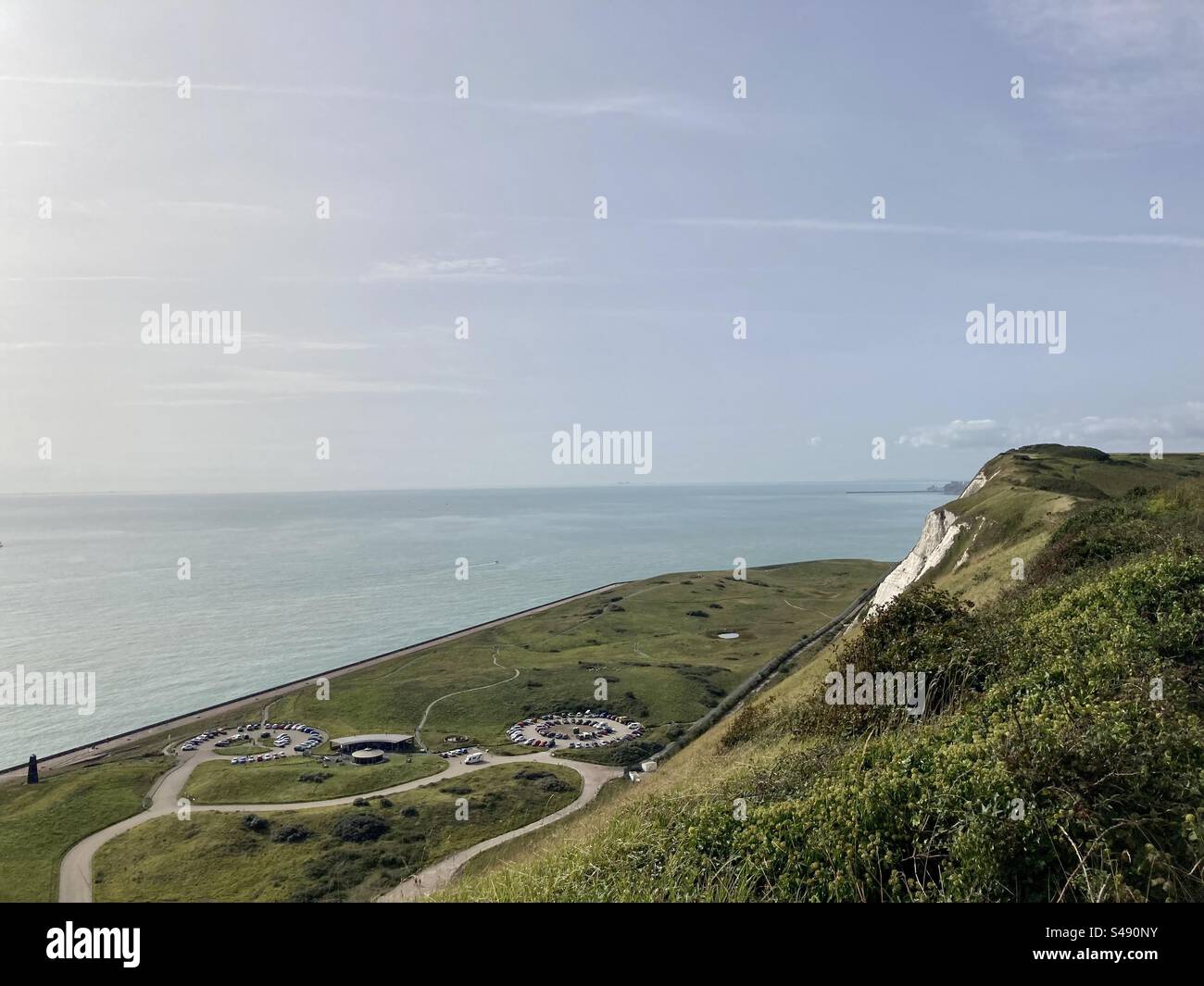 Looking down to samphire hoe near Dover - Smartphone Captured Stock Image