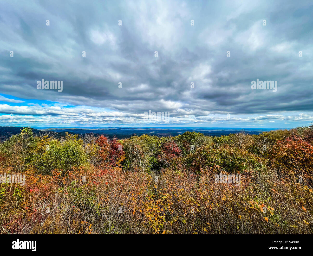 Fall foliage seen from Miller State Park in Peterborough, New Hampshire on October 15, 2023. Stock Photo